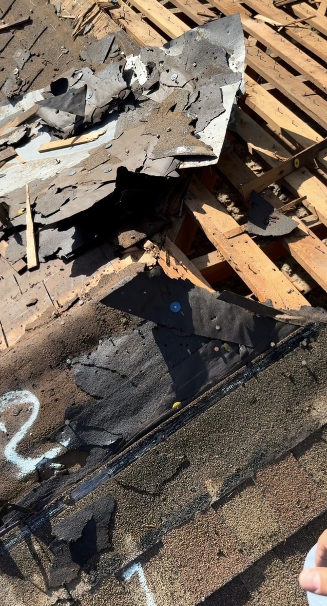 Storm damaged roof